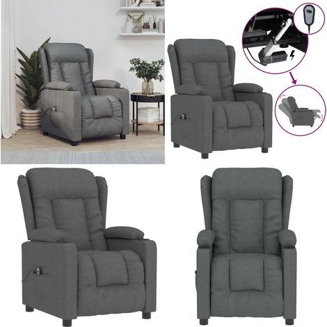 Fauteuil inclinable électrique Gris foncé Tissu - Fauteuil Inclinable Électrique - Chaise Relaxante - Fauteuil Ergonomique - Mobilier De Salon - Canapé Lit - Home & Living