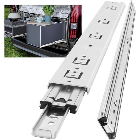 Glissière de tiroir pour charges lourdes, capacité de charge jusqu'à 68 KG, sans serrure,Extension 650mm, 1 Paire (2 pièces) (1/5)