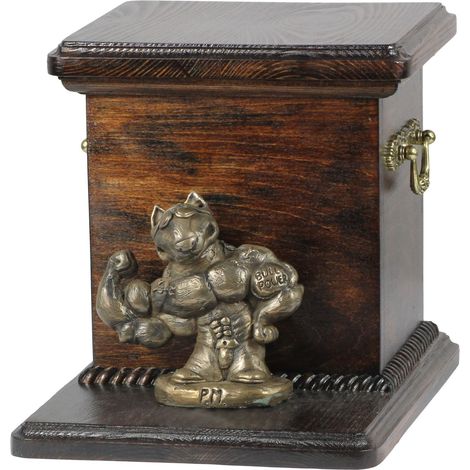 Bull Terrier, Bull Terrier III - une urne funéraire pour chien avec une statuette, une urne élégante et unique ornée d'un buste de chien, signée Art-Dog. (1/5)