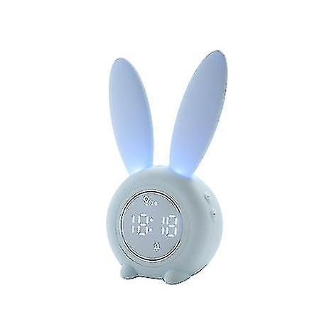 Veilleuse magnétique avec minuteur, réveil à capteur sonore, en forme de lapin mignon, rechargeable par USB, bleue