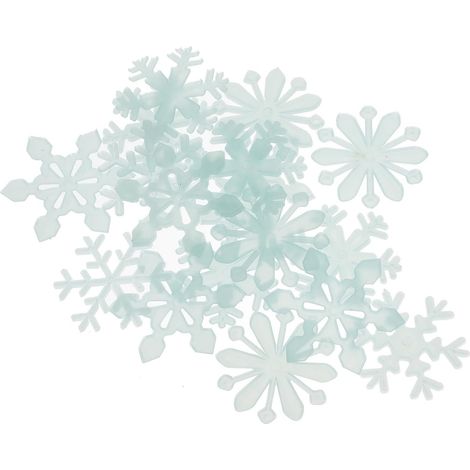 Autocollants de Noël Bleus Muraux Flocons de Neige Lumineux 3cm 200 Pcs en Plastique Adhésifs Amovibles pour Décoration Créative en Magasin (1/5)