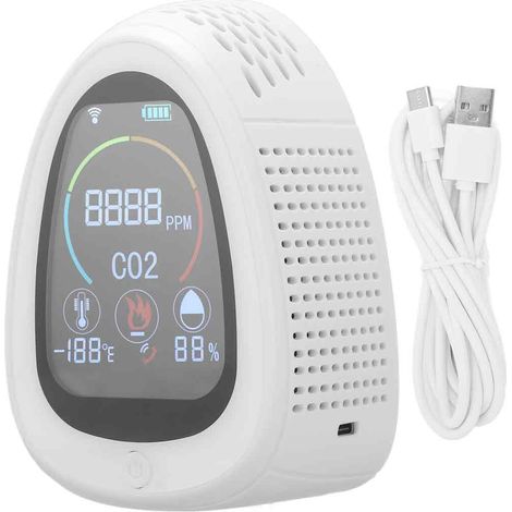 Intelligenter Kohlendioxid-Detektor mit WLAN-Anbindung, Rauchmelder, Temperatur- und Feuchtigkeitsmessung – 5-in-1-CO2-Detektor (1/5)
