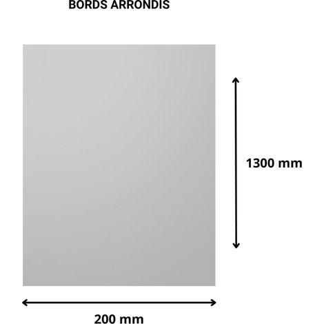 Plaque verre acrylique miroir 3 mm - 20 x 130 cm (200 x 1300 mm) - Verre synthétique - Bord arrondis - Plexiglass