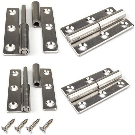 4 Pack 3" Removable Door Hinges, 304 Stainless Steel for Interior and Exterior Doors (1/4)