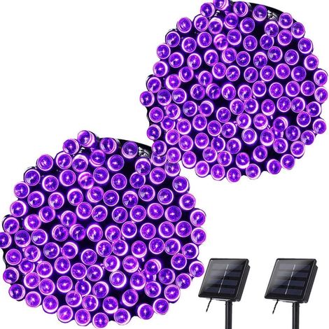 Halloween String Lights, 72ft 200 LED 8 Modes Solar Christmas Lights Waterproof Decorative Fairy Lights for Garden, Patio, Home, Party, Wedding, Outdoor Decor (Purple, 2 Pack) (1/5)