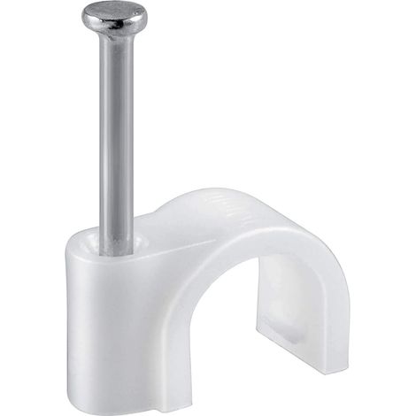 100 Stück runde Kabelklemmen mit Stahlnagel, Größe: 4 mm, Kabelbinder