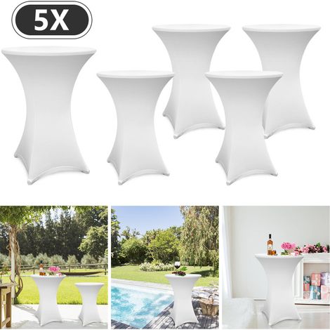 Hengda Set di 5 coperture bianche per tavolo pieghevole alto Ø 80 cm 105 CM (1/5)