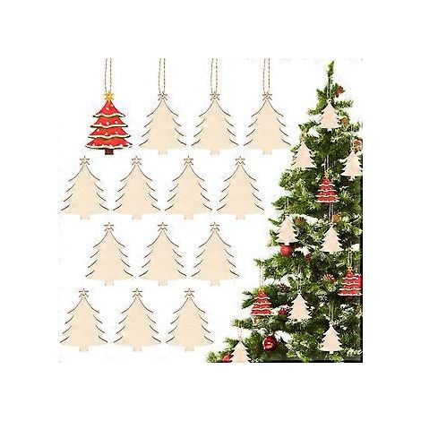 50 décorations de sapin de Noël, ornements en bois, pendentifs pour sapin de Noël (1/2)