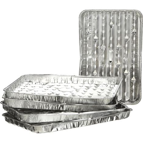 Juego de 5 bandejas de aluminio, bandeja de aluminio, juego de bandejas, Aluminio, Plata, 34 x 23,5 x 2 cm (1/5)