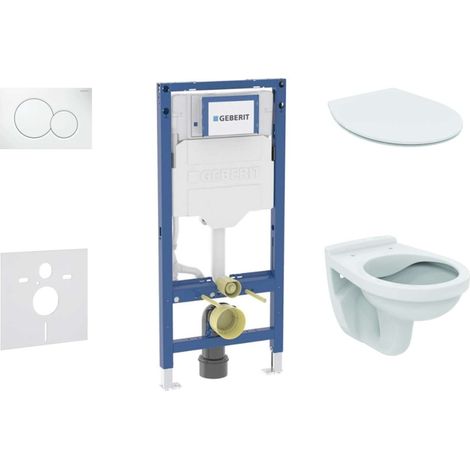 Geberit Duofix - Set per installazione pre- parete, vaso Alpha e sedile softclose, pulsante Sigma01, bianco alpino SANI11CD3100