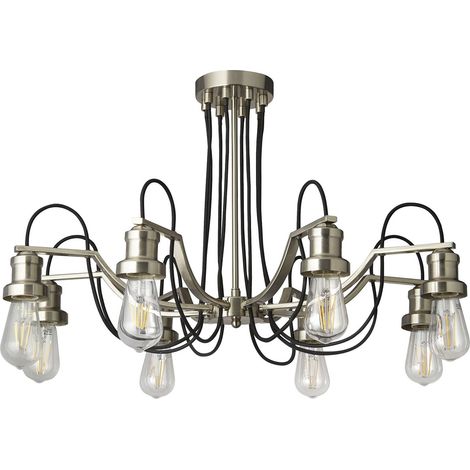 Lampadario Contemporaneo Olivia Acciaio Argento 8 Luci E27 (1/5)