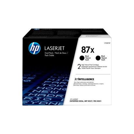 HP Paquete de 2 cartuchos de tóner negro Originales LaserJet 87X de alta capacidad (1/2)