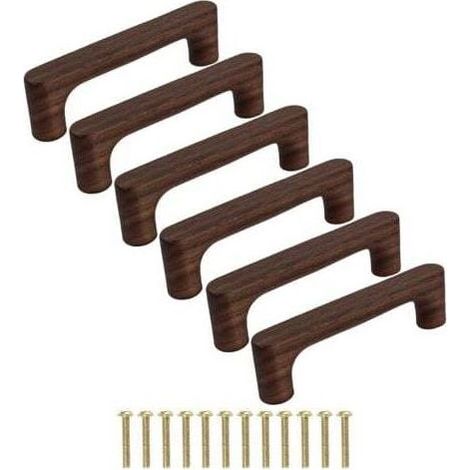 BARKBUSTERSMeuble en Bois Massif Noyer Foncé Couleur Bois Original Simple et Moderne pour Armoire Porte Tiroir Commode (Espacement des trous : 96 mm) (1/4)
