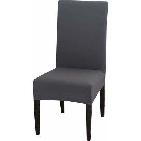 Dining Chair Covers High Back Polyester Spandex Elastic Dining Chair Slipcovers Protector Kitchen Chair Seat Covers, Washable & Removable (Grey, Set of 2) (1/4)