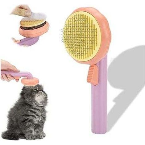 Purple, dog and cat brush, self-cleaning brush against dead hair for cats and dogs, suitable for dogs and cats with short and long hair MUMU (1/4)