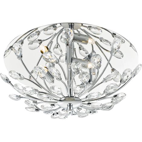 DAR ZAFIR - Plafonnier affleurant cristal de chrome poli, 3x G9 (1/5)