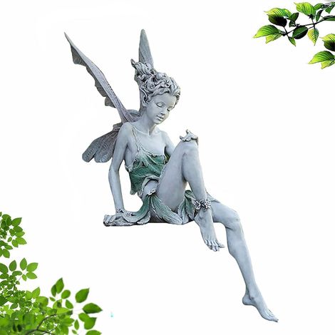 Statue de fée magique en résine, elfe miniature de 22 cm, décoration de jardin extérieure (1/5)