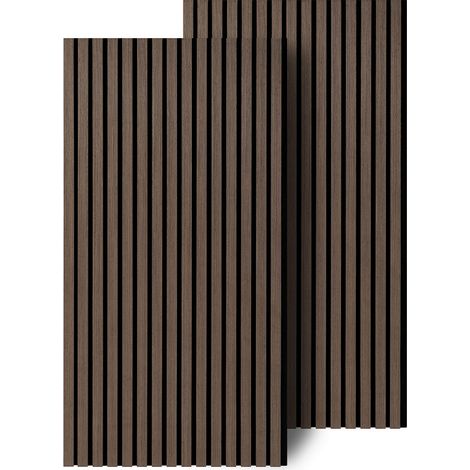 Wolketon Akustikpaneel selbstklebend Wandpaneel, Walnuss, 120x60 cm, Holzlamellen Filz MDF, 2 Stück, Schallabsorber (1/5)