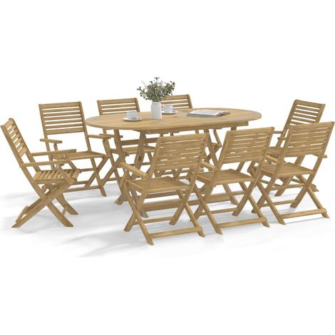vidaXL Ensemble à manger de jardin 9 pcs bois d'acacia solide (1/5)