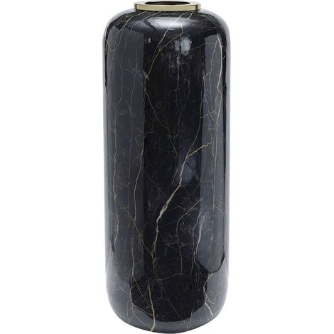 Vase décoratif effet marbre noir et beige en métal élégant (1/3)