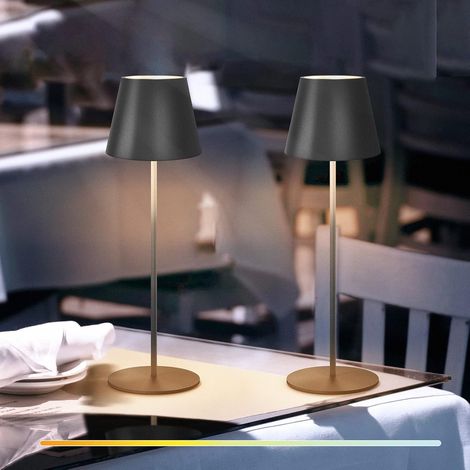 ZOLGINAH Juego de 2 Lámparas de Mesa Inalámbricas Lámpara de Mesa LED Recargable Control Táctil Protección IP54 Lámpara Portátil para Jardín Sala de Estar Trasse Mesa de Comedor Cafetería (Negro) (1/5)