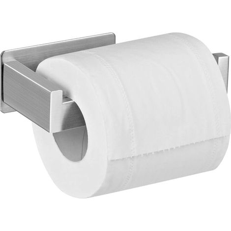 Portarrollos de papel higiénico, dispensador de papel higiénico, adhesivo de acero inoxidable, para cocina y baño, color plateado
