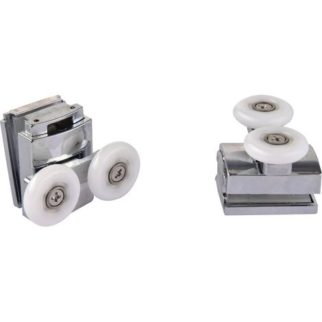 Coppia cuscinetti doppia ruota attacco inferiore in metallo cromato vetro 6-8 mm Ø23 mm (1/3)