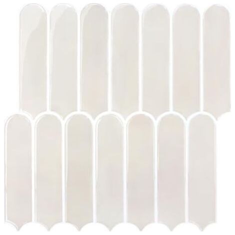 Carrelage adhésif plus épais pour cuisine et salle de bain, couleur crème, style métro, autocollant mural (10 pièces, 30,5 x 30,5 cm) (1/5)