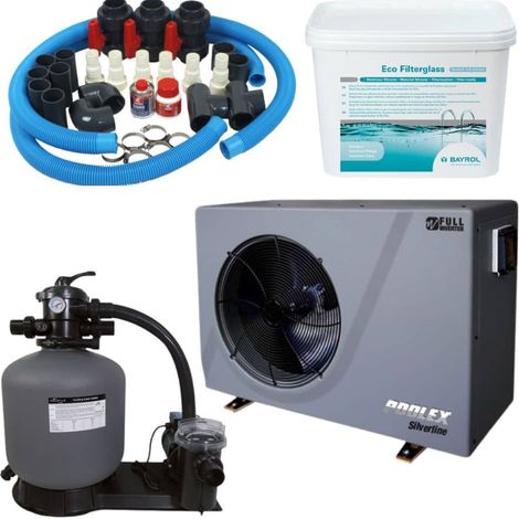 Pack Pompe à chaleur Piscine Poolex Silverline FI 70 + By pass universel + Pompe de filtration + Filtre à sable + Verre Filtrant (1/5)
