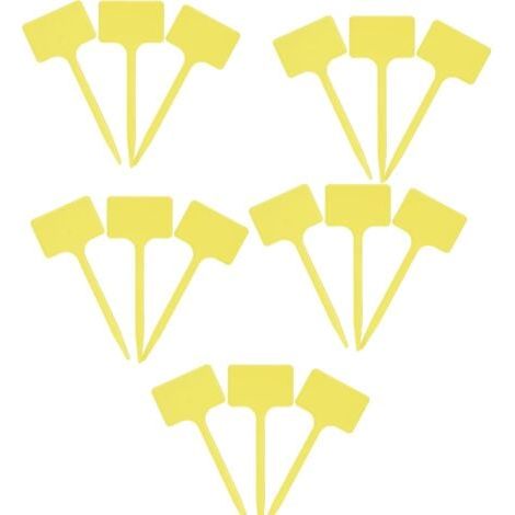 Panneaux de Plantes- Ensemble Pratique de 15 Pièces - Surface d'écriture 55 x 35 mm - Design en T - Matériau Résistant aux Intempéries - Jaune / Panneaux de Plantes / Panneaux d'Herbes (1/5)