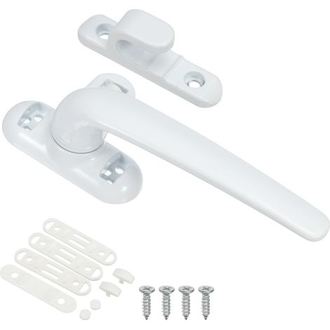 Fenstergriff aus Aluminiumlegierung, innen- und außenliegendes Drehkippfensterschloss für vertikale Schiebefenster, Fenstersicherung, weiß (links)