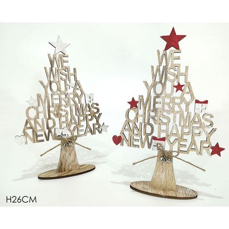 Albero di natale merry christmas new year natalizio per addobbi decorazioni 26cm (1/5)