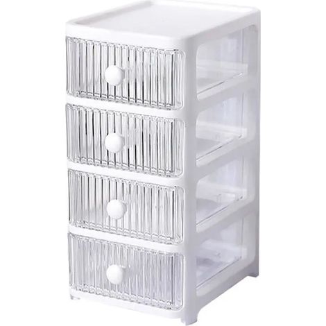 Boîte de Rangement à 4 Couches en Plastique Transparent Tiroir de Bureau Multifonctionnel pour une Organisation Optimale des Fournitures (1/5)
