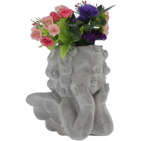 Kleine Retro-Engelvase aus Zement, dekorativer Blumentopf für Büro, Wohnzimmer, Garten, Tischdekoration. (1/5)