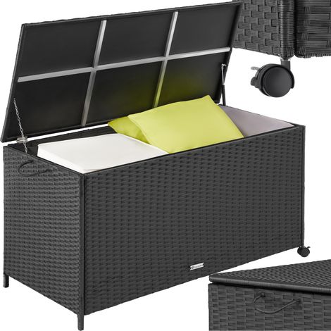 Baúl de almacenaje Kuusamo con estructura de aluminio y ruedas 297 l, 117x54x64cm - caja de almacenaje, baúl portátil tapizado, cofre acolchado para jardín (1/5)