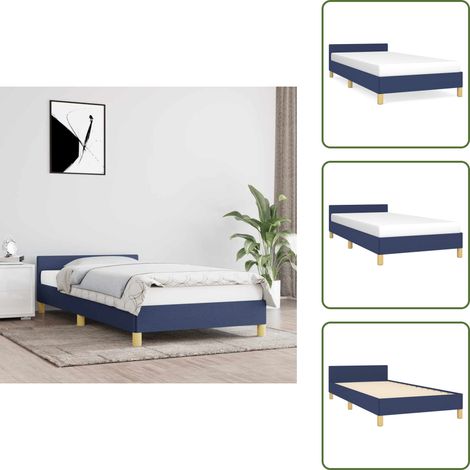 The Living Store Giroletto con Testiera senza Materasso Blu 100x200 cm Tessuto - Letto con testiera
