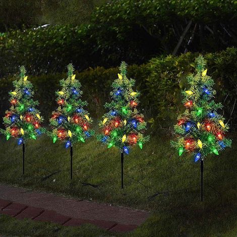 Guirlande Lumineuse De Noël Solaire - Arbre De Noël Extérieur Avec Support Au Sol - 6 Pièces - 120 Led Multicolores - 8 Modes - Étanche Ip65 (1/3)