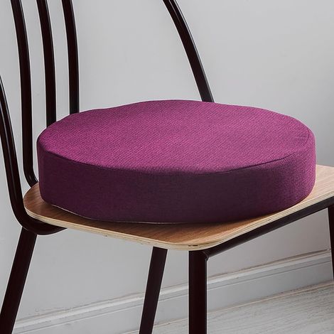 Round armchair cushions, filled with high-density foam and covered in linen. Washable, non-slip seat cushion for garden chairs, dining chairs, or office chairs. (1/5)