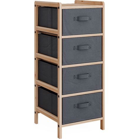 Kommode Bruno, Grau, 34.5 x 86 cm mit 4 Stoffschubladen, Vicco (1/5)
