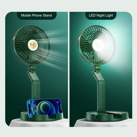 Ventilateur de bureau LED 7 pouces, 5200 mAh, rechargeable, pliable, portable, 3 vitesses, à fixer au mur, idéal pour les voyages, le bureau et la maison. (1/5)