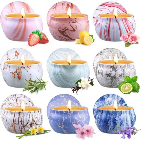 Duftkerzen Set 9 Stück Sojawachs Aromatherapie Reisekerzen Geschenk für Frauen (1/5)