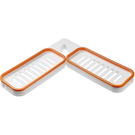 Étagère de douche murale, pivotante à 180 degrés, avec design ajouré, sans pommeau de douche, pour rangement d'angle dans la salle de bain ou la cuisine (orange) (1/3)