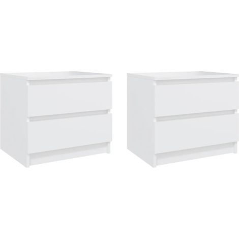 Juego de 2 mesitas de noche con cajones 50 x 39 x 43,5 cm aglomerado blanco DEC034974