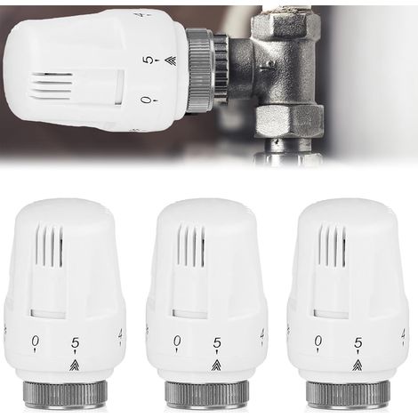 Cabezal termostático Válvula de radiador Válvula de radiador Cabezal de repuesto: 3 piezas M 30 x 1,5 Termostato de radiador con posición cero, Termostato de calefacción, Válvula de radiador (1/5)