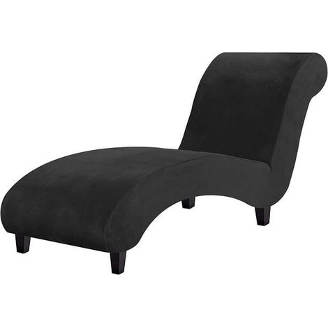 Housse de chaise longue en velours extensible,housse de canapé de luxe pour salon,protection de meubles souple pour chien,lavable en machine,noir (1/5)