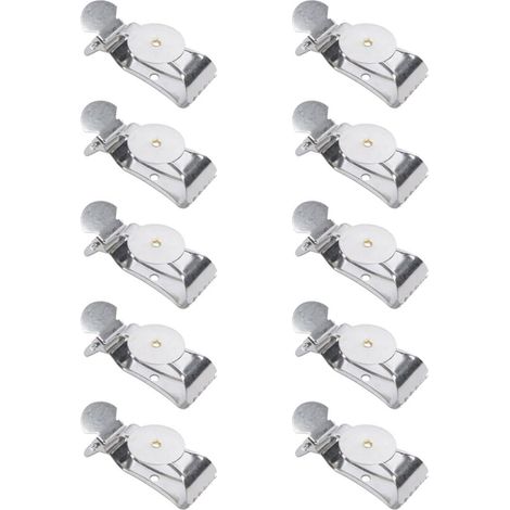 Pinces à Rideaux Forte Force de Serrage 10pcs en Acier Inoxydable Argenté et Design Simple, Accessoires pour Rideaux L'hôtel (1/5)
