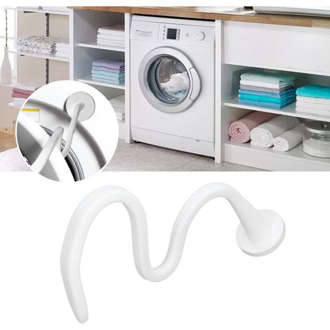 Tira magnética flexible para la apertura de la puerta de la lavadora para ventilación y protección contra el moho – Blanca – Aleación de aluminio, gel de sílice, 43 cm + base de 4,3 x 0,7 cm (1/5)