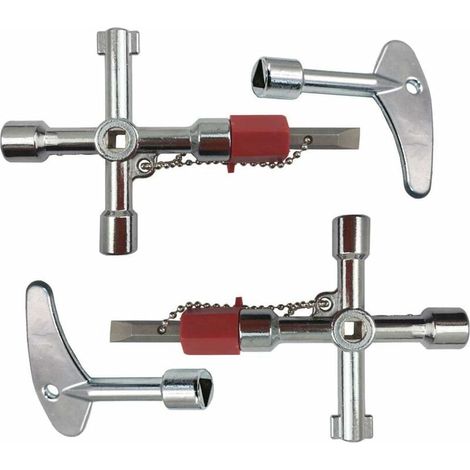 VURAHOME - Clé triangulaire 2 pièces, 2 pièces 4 voies douille plombiers utilitaire alliage carré triangle croix outil pour clé à gaz Service ascenseur électrique arrêt d'urgence (1/5)