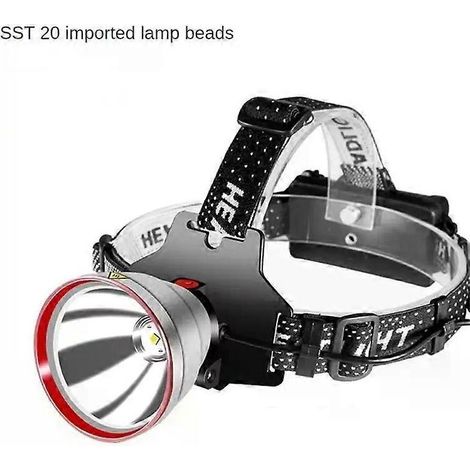 Online Store - Lampe frontale LED ultra-puissante longue portée 1000 m, rechargeable par USB, avec batterie 18650, idéale pour la pêche en extérieur et le camping. (1/5)