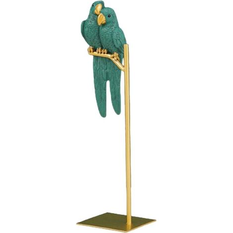 Statue de Perroquet en Résine Décorative Oiseau Vert Décoration d'Intérieur Animalière (1/4)